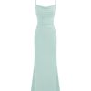 Women Wedding Guest Maxi Dresses Cowl Neck Backless Ruched Long Formal Dress Spaghetti Straps Evening Gown