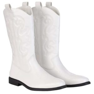 White Cowboy Boots for Men | Costume Shoes for Adults Size 11