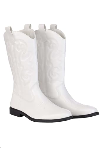White Cowboy Boots for Men | Costume Shoes for Adults Size 11