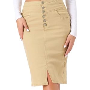 Women's Jean Skirts Split Casual High Waist Bodycon Denim Pencil Skirt