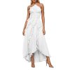 Chiffon Tiered Dresses for Women Formal Halter Sleeveless Flowy Maxi Dress Summer Sexy Irregular Hem Solid Sundresses