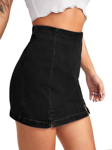 315EyJiCWkL.jpg Women's Casual Split Hem High Waist Denim Skorts Skirt Shorts