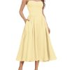 Women’s Corset Dress Sexy Thigh Spaghetti Strap Bustier Cocktail Dress Low Cut Boho Formal Dresses with Pockets