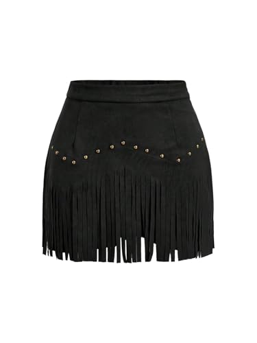 3161GuHm86L.jpg Women's Suede Fringe Sexy Cowgirl Skirts Country Concert Outfit Western High Waisted Skirt