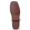 Cowgirl Boots Square Toe Cowboy Boots For Women Ladies Mid Calf Low Heel Flat