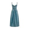 Women's Sexy Strap Maxi Denim Dress Summer Sleeveless Halter Bodycon Maxi Dresses
