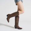 Cowboy Boots for Women Cowgirl Boots Embroidered Knee-High Western Boots Pointy Toe with Chunky Heel