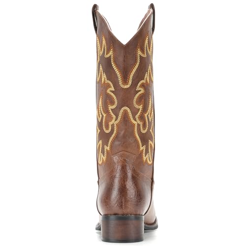 Cowboy Boots For Women Square Toe Cowgirl Boots Mid Calf Western Boots Pull On Fashion Cowboy Boots