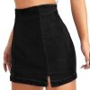 31JEjaiPmuL.jpg Women's Casual Split Hem High Waist Denim Skorts Skirt Shorts