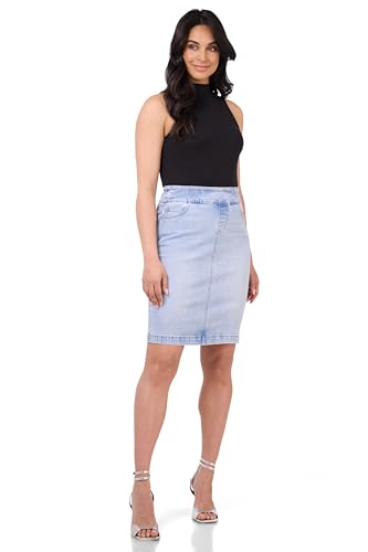 Women’s Ease into Comfort Pull-On Stretch Denim Skirt – Soft Jean Fabric, Flattering Slim Fit, All-Day Comfort