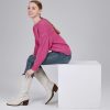 Womens Cowboy Boots Embroidered Western Cowgirl Mid Calf Boots with Block Chunky Heel Comfortable Retro Pull On Pointed Toe Wide