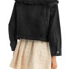 Takaneo Womens Denim Jacket Peter Pan Collar Cute Cropped Long Sleeve Shirts Jean Coat with Pockets