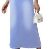 Women's Vintage Denim Long Skirt A-Line High Waisted Front Slit Casual Maxi Jean Skirt