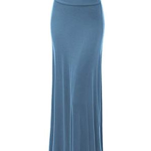 Women's Casual High Waist Solid/Tie Dye Fold Over Flowy Long Maxi Skirt
