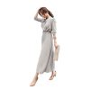 Womens Pleated Long Sleeve Loose Dress Casual Maxi Dresses with Tie Waist