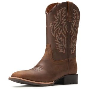 Cowboy Boots For Men - Mens Sport Wide Square Toe Western Boot,Oil/Slip Resistant,Durable Fashionable Classic Pull on 10 Inch