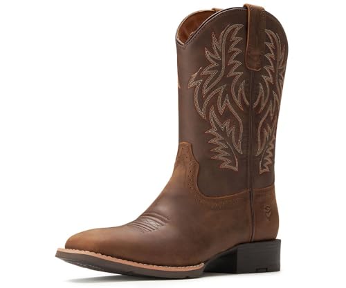 Cowboy Boots For Men - Mens Sport Wide Square Toe Western Boot,Oil/Slip Resistant,Durable Fashionable Classic Pull on 10 Inch