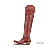 Over the Knee Cowboy Boots for Women Embroidery Cowgirl Boots Chunky Heel Side Zipper Boots Thigh High Western Boots