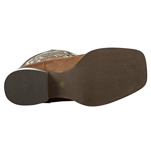 Extra Wide Calf Cowboy Boots for Women - Square Toe & Classic Stitching with Earth Tones, Removable Cushion Insoles | Roomy