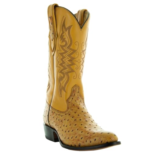 31rF4KDzhTL.jpg Men's Ostrich Print Cowboy Boots, Exotic Print Men's Cowboy Boots, Western Boots For Men H7002