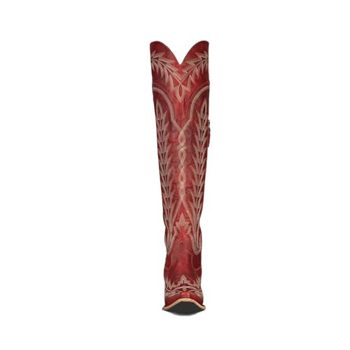 Over the Knee Cowboy Boots for Women Embroidery Cowgirl Boots Chunky Heel Side Zipper Boots Thigh High Western Boots