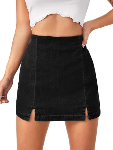 31xYnDEz7QL.jpg Women's Casual Split Hem High Waist Denim Skorts Skirt Shorts