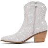 Cowgirl Ankle Boots Cowboy Boots for Women Western Booties Rhinestone Chunky Heel Fashion Comfortable Side Zipper