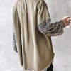Womens Denim Jacket 2025 Sequin Patchwork Long Sleeve Jackets Top Button Front Oversized Denim Shacket
