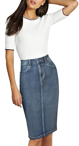 410KQt3tLwL.jpg Womens Stretch Pencil Skirts with Functional Pockets, A Line & Destructed Mini Denim Skirts