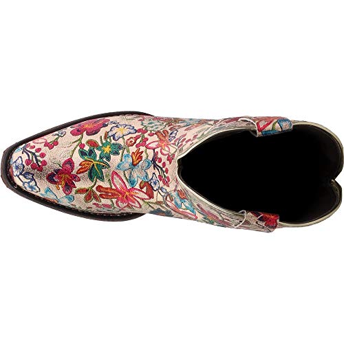 Womens Ingrid Floral Metallic Snip Toe Casual Boots Ankle Low Heel 1-2" - Multi