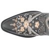 411PR7Q-CpL.jpg Womens Full Bloom Floral Round Toe Casual Boots Knee High Mid Heel 2-3" - Black