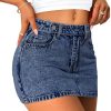 412X-PFkSFL.jpg Mini Denim Skirt Women Stretch Jean Skirt High Waisted Casual Short Jean Skirt 5 Pockets with Bows Y2K