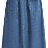 412Xw2cCfaL.jpg Women's Summer Casual Elastic Waist Pockets Work Midi Denim A Line Skirt