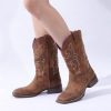 Ladies Western Square Toe Cowboy Boots For Women Wide Calf Cowgirl Boots