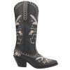 412j3zAEBnL.jpg Womens Full Bloom Floral Round Toe Casual Boots Knee High Mid Heel 2-3" - Black