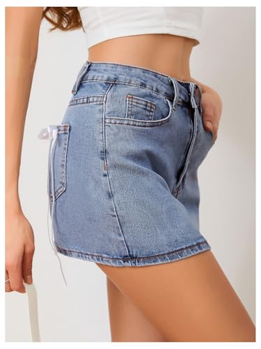 Women's Denim Skirt High Waist Bow Pocket Bodycon Y2K Mini Jean Skirts