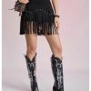 415yb06zOwL.jpg Women's Suede Fringe Sexy Cowgirl Skirts Country Concert Outfit Western High Waisted Skirt