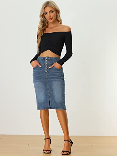Women's Jean Skirts Split Casual High Waist Bodycon Denim Pencil Skirt