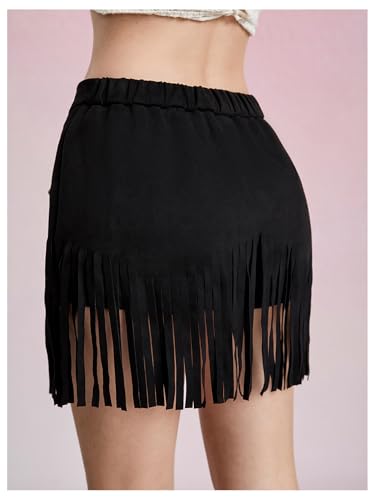 41748-tlGqL.jpg Women's Suede Fringe Sexy Cowgirl Skirts Country Concert Outfit Western High Waisted Skirt