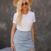 Women's Tulip Hem Shirred Washed Casual Bodycon Short Jean Denim Skirt