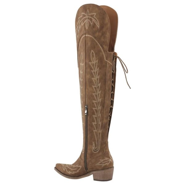 Cowgirl Boots Thigh High Wide Calf Embroidered Western Cowboy Boots