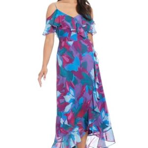 Women's Dresses Women's Sweetheart Neckline High Low Maxi with Ruffle Overlay - Empire Waist Cold Shoulder Chiffon Summer Party