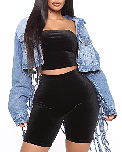 Womens Loose Long Fringe Distressed Denim Jacket Cropped Button Down Ripped Back Knotted Jean Coat