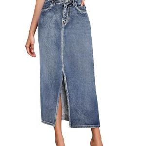 Women's Long Denim Skirt – Stretch Jean Skirt for Office and Casual Wear