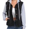 41Ci28shp3L.jpg Women's Classic Casual Hooded Denim Jacket Drawstring Vintage Washed Jean Jacket Sweatshirt with Pockets