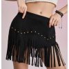 41D1PIN7YAL.jpg Women's Suede Fringe Sexy Cowgirl Skirts Country Concert Outfit Western High Waisted Skirt