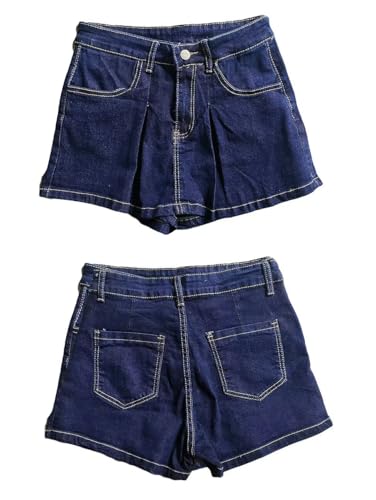 Womens Denim Jeans Skirt Shorts Mini Cargo High Waist Sexy Plus Size Pleated Skorts