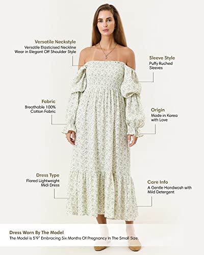 Women’s Baby Shower Dress, Nursing Cotton Yuki Dress, Muslin Maternity Gown for Photoshoot