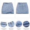 Women's Tulip Hem Shirred Washed Casual Bodycon Short Jean Denim Skirt