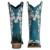 Women's Floral Rhinestones Square Toe Cowboy Boots Western Country Wedding Cowgirl Boots Wide Calf